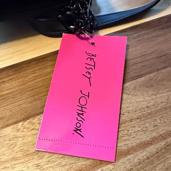 Betsey Johnson Black Crossbody Bag with White Hearts - Picture 9 of 10